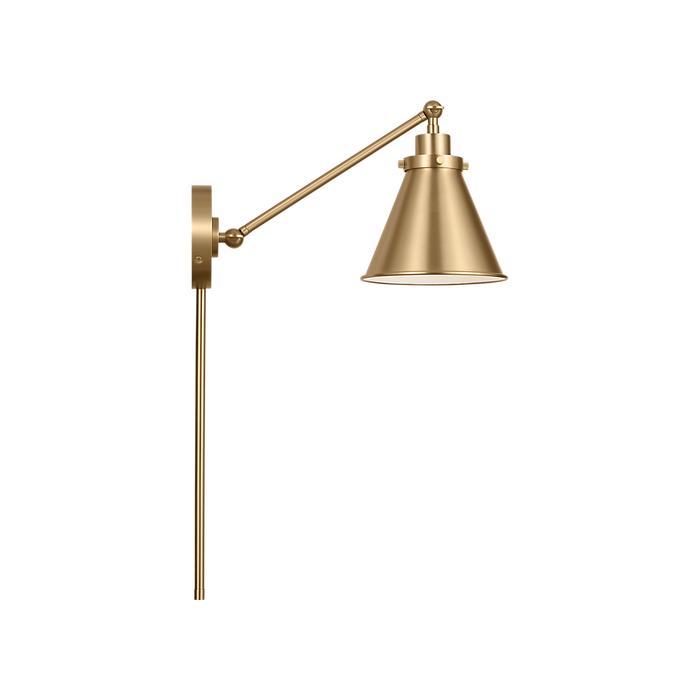 Generation Lighting Wellfleet One-Arm Cone Sconce In Burnished Brass with Burnished Brass Shade (CW1121BBS)