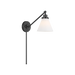 Generation Lighting Wellfleet One-Arm Cone Sconce In Midnight Black With Milk Glass Shade (CW1121MBKMG)