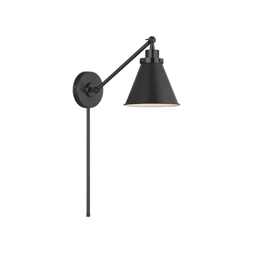 Generation Lighting Wellfleet One-Arm Cone Sconce In Midnight Black with Midnight Black Shade (CW1121MBK)