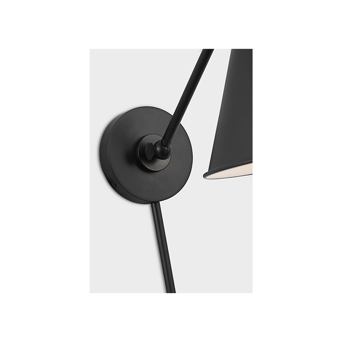 Generation Lighting Wellfleet One-Arm Cone Sconce In Midnight Black with Midnight Black Shade (CW1121MBK)