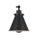 Generation Lighting Wellfleet One-Arm Cone Sconce In Midnight Black with Midnight Black Shade (CW1121MBK)