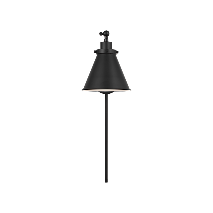 Generation Lighting Wellfleet One-Arm Cone Sconce In Midnight Black with Midnight Black Shade (CW1121MBK)