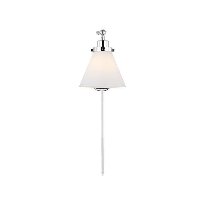 Generation Lighting Wellfleet One-Arm Cone Sconce In Polished Nickel With Milk Glass Shade (CW1121PNMG)