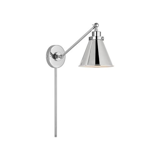 Generation Lighting Wellfleet One-Arm Cone Sconce In Polished Nickel with Polished Nickel Shade (CW1121PN)