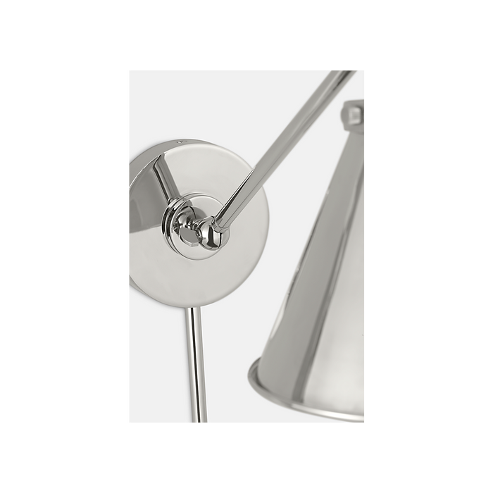 Generation Lighting Wellfleet One-Arm Cone Sconce In Polished Nickel with Polished Nickel Shade (CW1121PN)