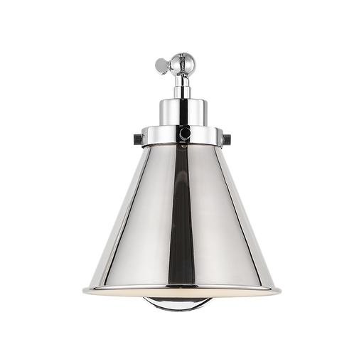 Generation Lighting Wellfleet One-Arm Cone Sconce In Polished Nickel with Polished Nickel Shade (CW1121PN)