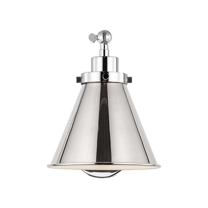Generation Lighting Wellfleet One-Arm Cone Sconce In Polished Nickel with Polished Nickel Shade (CW1121PN)