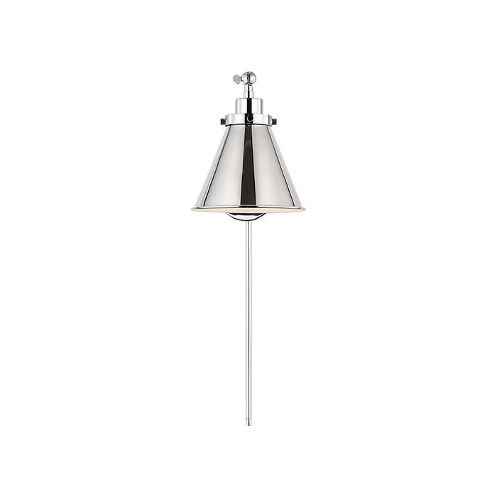 Generation Lighting Wellfleet One-Arm Cone Sconce In Polished Nickel with Polished Nickel Shade (CW1121PN)