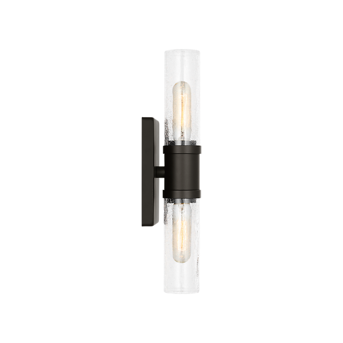 Generation Lighting Keaton 16 Inch Bath Fixture In Midnight Black With Clear Crackle Glass (4465002CC-112)
