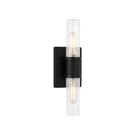 Generation Lighting Keaton 16 Inch Bath Fixture In Midnight Black With Clear Fluted Glass (4465002CF-112)