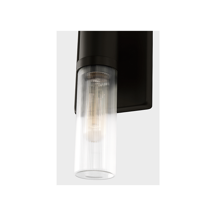 Generation Lighting Keaton 16 Inch Bath Fixture In Midnight Black With Clear Fluted Glass (4465002CF-112)