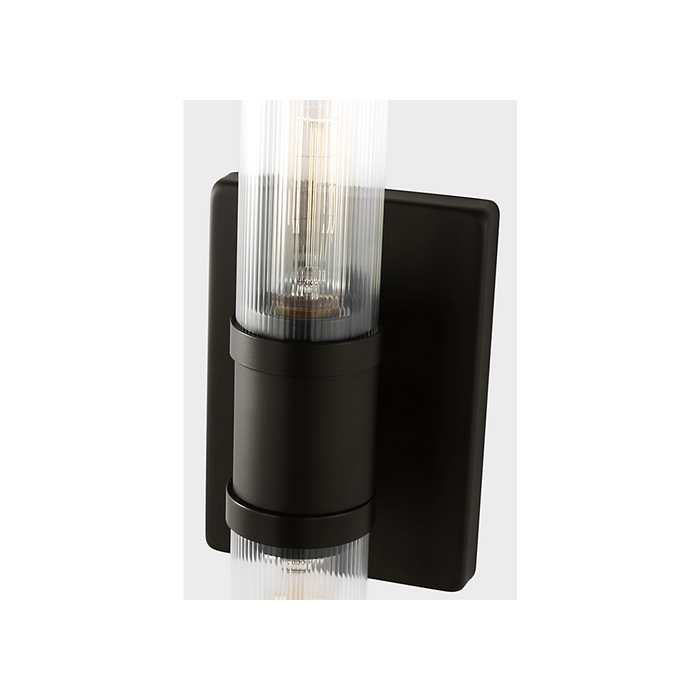 Generation Lighting Keaton 16 Inch Bath Fixture In Midnight Black With Clear Fluted Glass (4465002CF-112)