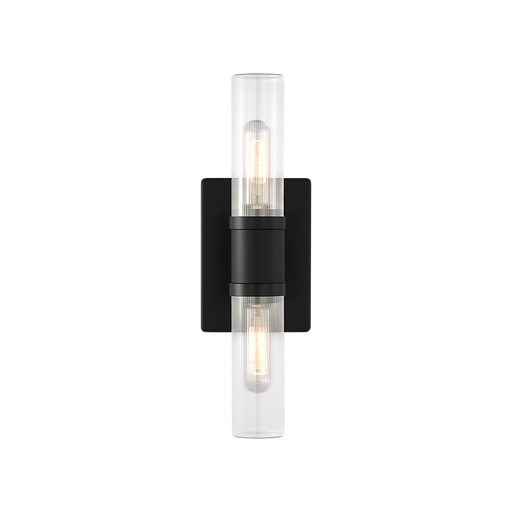 Generation Lighting Keaton 16 Inch Bath Fixture In Midnight Black With Clear Fluted Glass (4465002CF-112)