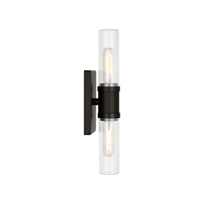 Generation Lighting Keaton 16 Inch Bath Fixture In Midnight Black With Clear Fluted Glass (4465002CF-112)