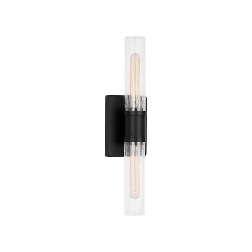 Generation Lighting Keaton 20 Inch Vanity Sconce In Midnight Black With Clear Crackle Glass (4565002CC-112)