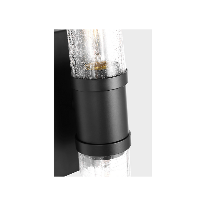 Generation Lighting Keaton 20 Inch Vanity Sconce In Midnight Black With Clear Crackle Glass (4565002CC-112)