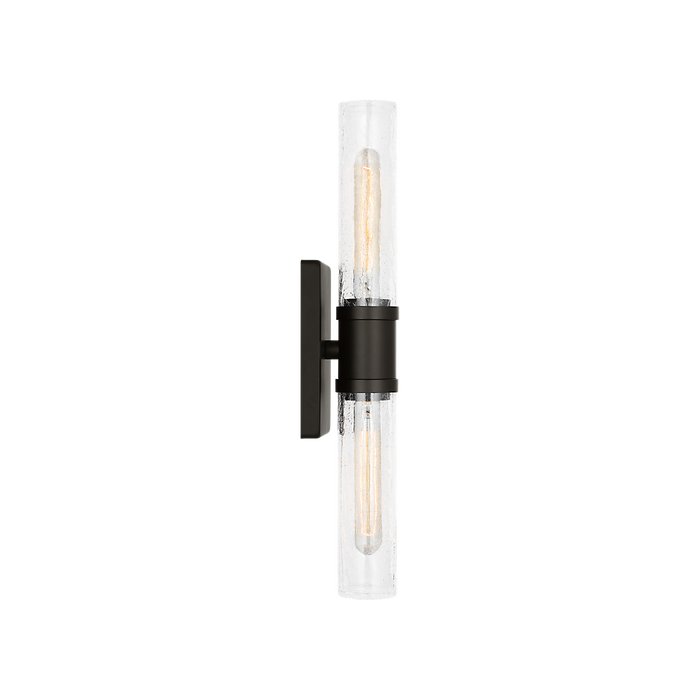 Generation Lighting Keaton 20 Inch Vanity Sconce In Midnight Black With Clear Crackle Glass (4565002CC-112)