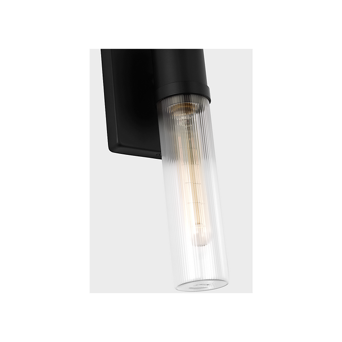 Generation Lighting Keaton 20 Inch Vanity Sconce In Midnight Black With Clear Fluted Glass (4565002CF-112)