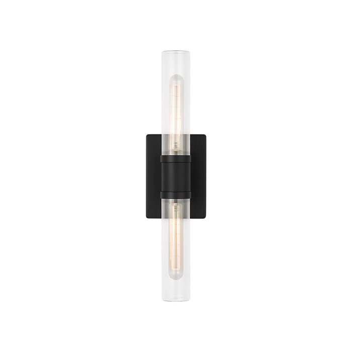 Generation Lighting Keaton 20 Inch Vanity Sconce In Midnight Black With Clear Fluted Glass (4565002CF-112)