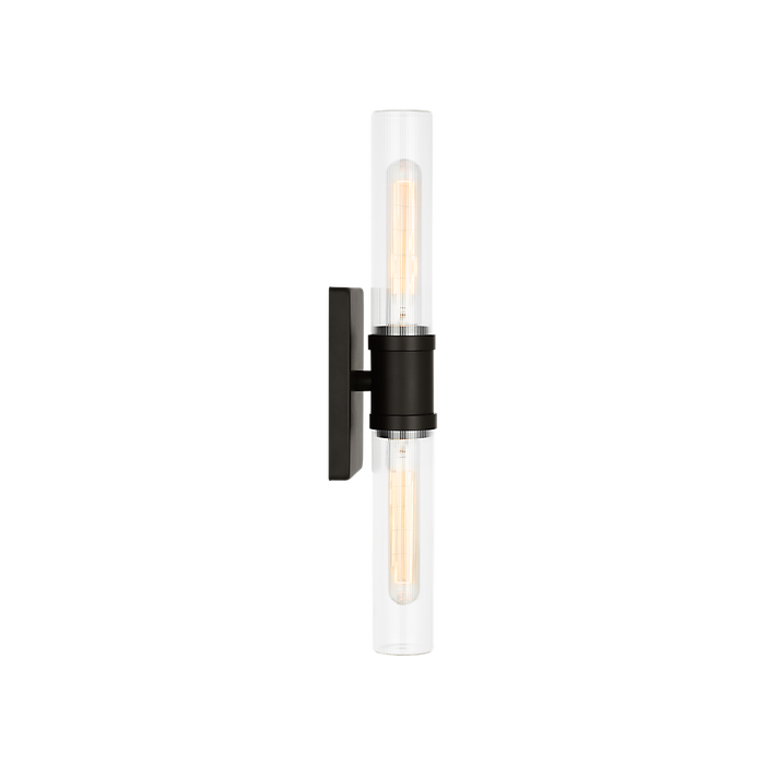 Generation Lighting Keaton 20 Inch Vanity Sconce In Midnight Black With Clear Fluted Glass (4565002CF-112)