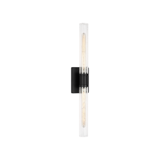 Generation Lighting Keaton 30 Inch Vanity Sconce In Midnight Black With Clear Crackle Glass (4665002CC-112)