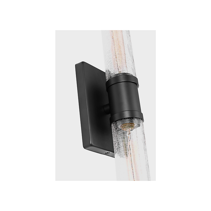Generation Lighting Keaton 30 Inch Vanity Sconce In Midnight Black With Clear Crackle Glass (4665002CC-112)