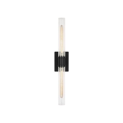 Generation Lighting Keaton 30 Inch Vanity Sconce In Midnight Black With Clear Crackle Glass (4665002CC-112)