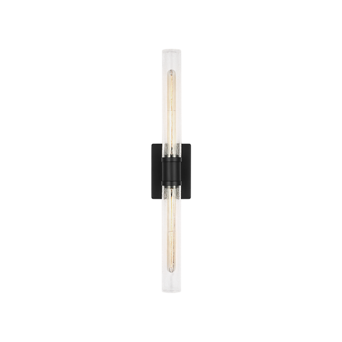 Generation Lighting Keaton 30 Inch Vanity Sconce In Midnight Black With Clear Crackle Glass (4665002CC-112)
