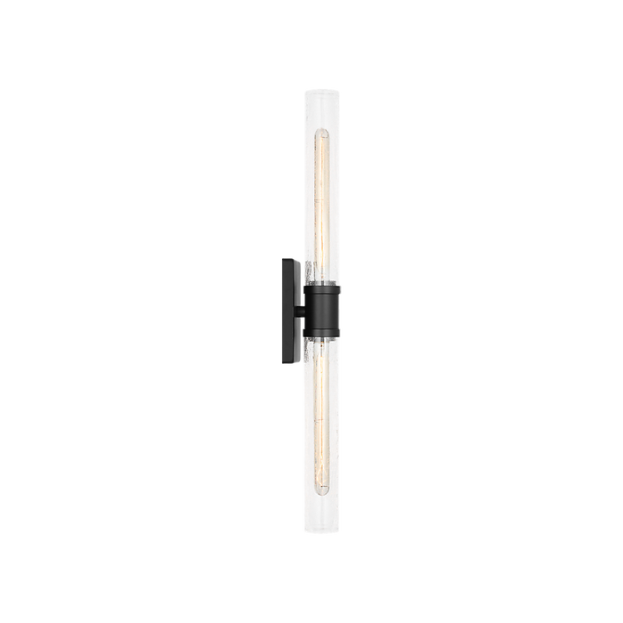Generation Lighting Keaton 30 Inch Vanity Sconce In Midnight Black With Clear Crackle Glass (4665002CC-112)