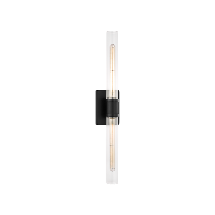 Generation Lighting Keaton 30 Inch Vanity Sconce In Midnight Black With Clear Fluted Glass (4665002CF-112)