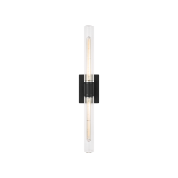 Generation Lighting Keaton 30 Inch Vanity Sconce In Midnight Black With Clear Fluted Glass (4665002CF-112)