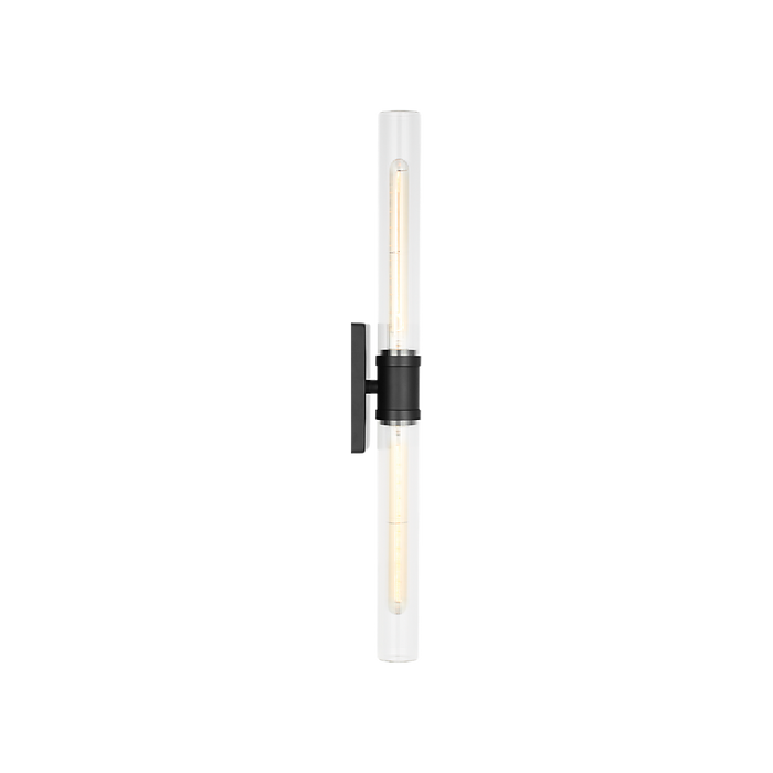 Generation Lighting Keaton 30 Inch Vanity Sconce In Midnight Black With Clear Fluted Glass (4665002CF-112)