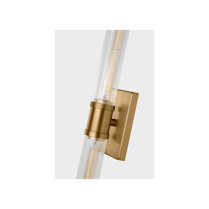 Generation Lighting Keaton 30 Inch Vanity Sconce In Satin Brass With Clear Fluted Glass (4665002CF-848)