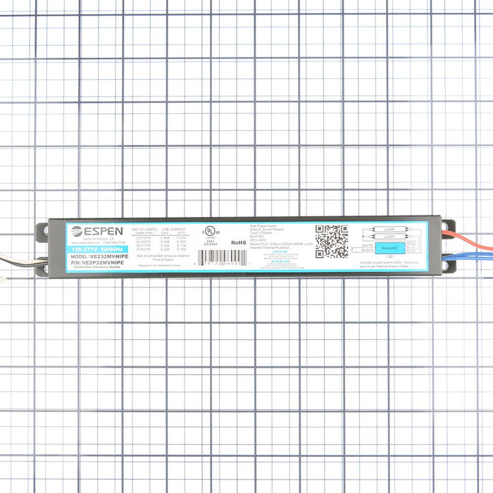 Espen Fluorescent Electronic Ballast Input 120V-277V High Power Factor 2-Lamp NBF (VE2P32MVHIPE)