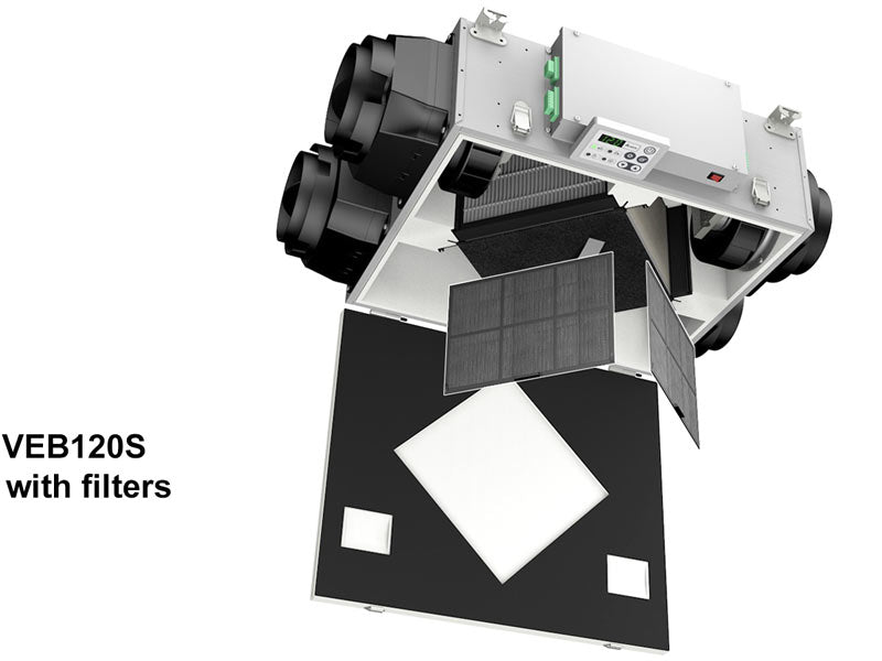 Delta Breez 120 CFM Side Port Energy Recover Ventilator With DC Motor Merv13 Filter Included (VEB120S)