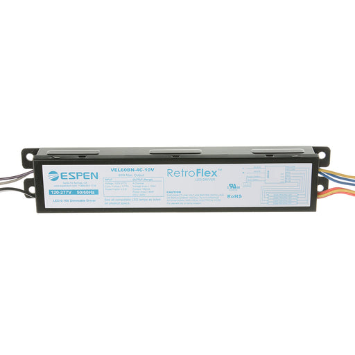 Espen Retroflex LED Driver Input 120-277Vac For 3 Or 4 X Retroflex Lamp Parallel Wiring 0-10V Dimming TAA Compliant (VEL60BN-4C-10V TAA)