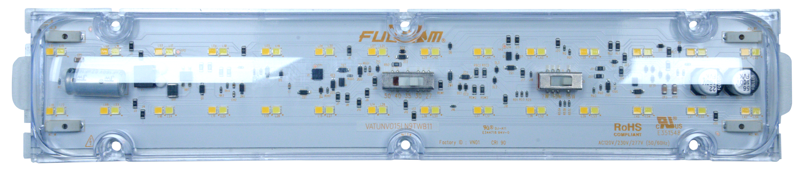 Fulham 11 Inch Linear VividHorse AC Engine Retrofit Kit Power/CCT Selectable 8W/12W/16W 2700K/3000K/3500K/4000K/5000K 90 CRI 120/230/277VAC (VJTUNV015LN9TWB11)