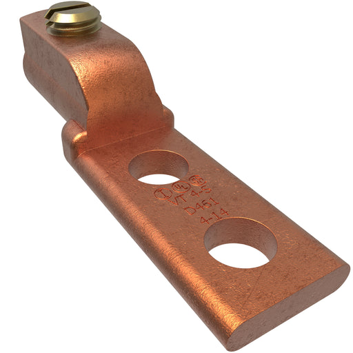 ILSCO Copper Mechanical Lug Conductor Range 4-14 1 Port 2 Holes #10 Bolt Size 1/2 Inch Hole Spacing Seamless UL CSA (VT-4-S)