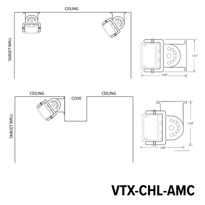 GM Lighting Adjustable Mounting Brackets [Set] For 4 Foot VorteXLED Channel For VorteXLED Spec Series LED Tape (VTX-CHL-AMC)