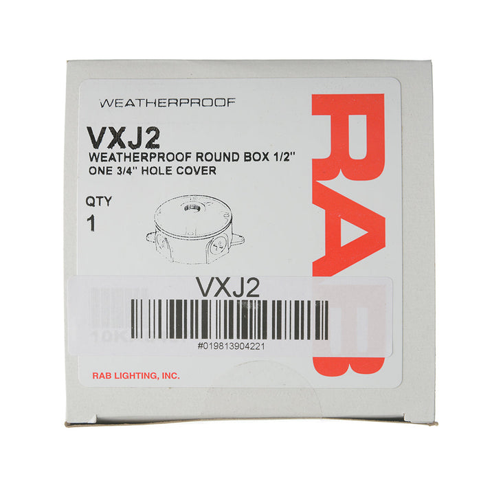 RAB Weatherproof Round Box 1/2 Inch One 3/4 Inch Hole Cover (VXJ2)