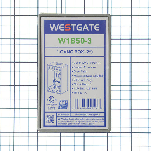 Westgate Manufacturing Electrical Box 1/2 Inch Trade Size 3 Outlet Holes 18.3 Cubic Inch (W1B50-3)