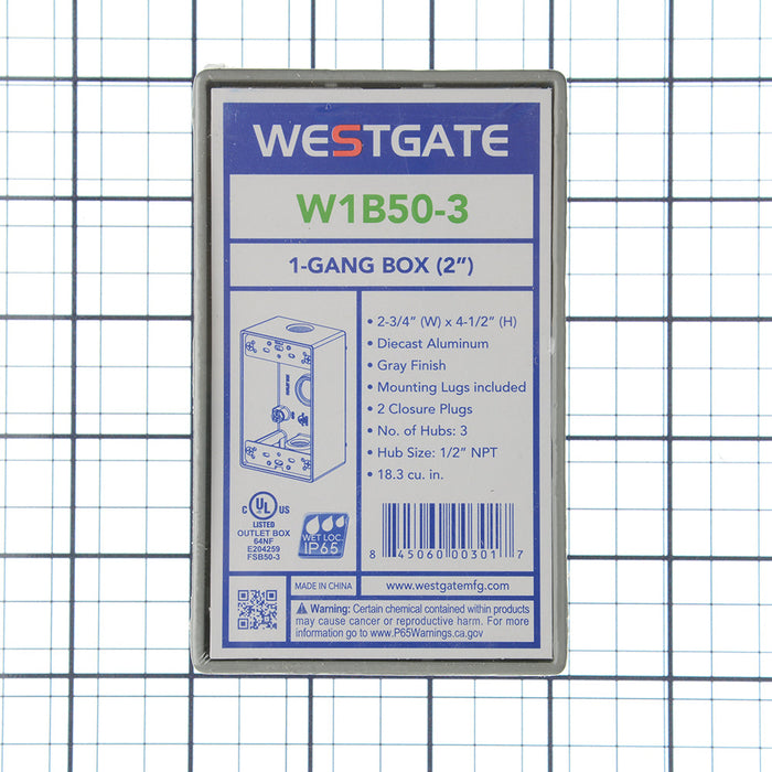 Westgate Manufacturing Electrical Box 1/2 Inch Trade Size 3 Outlet Holes 18.3 Cubic Inch (W1B50-3)