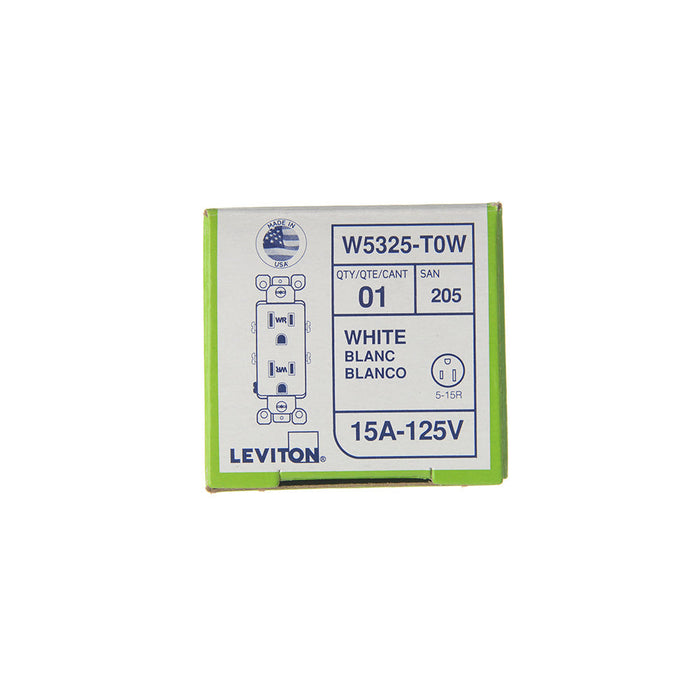 Leviton 15A Decora Weather And Tamper-Resistant Duplex Outlet (W5325-T0W)