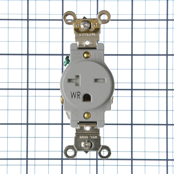 Leviton 250V Weather-Resistant/Tamper-Resistant Single Outlet Back/Side Wire Gray (W5461-TGY)