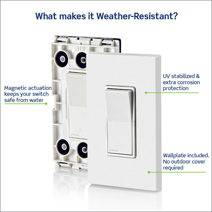 Leviton 20A 120/277V Decora Weather-Resistant 3-Way Switch Residential Grade White (W5623-2W)