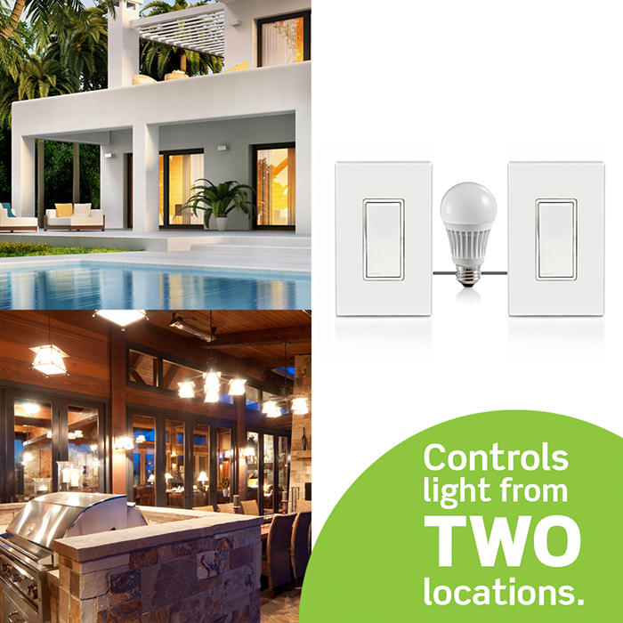 Leviton 20A 120/277V Decora Weather-Resistant 3-Way Switch Residential Grade White (W5623-2W)