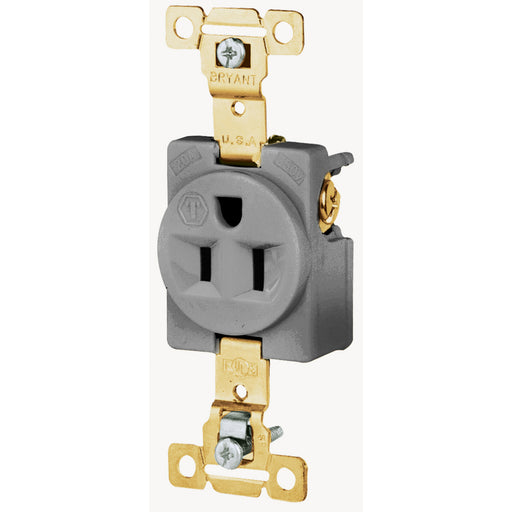 Bryant Single Receptacle Industrial Grade 15A 125V 5-15R Gray (5261GRY)