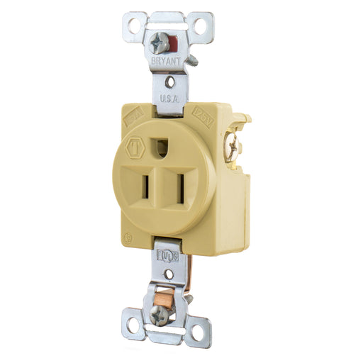 Bryant Weather Resistant Receptacle Single Industrial Grade 15A 125V Ivory (5261IWR)