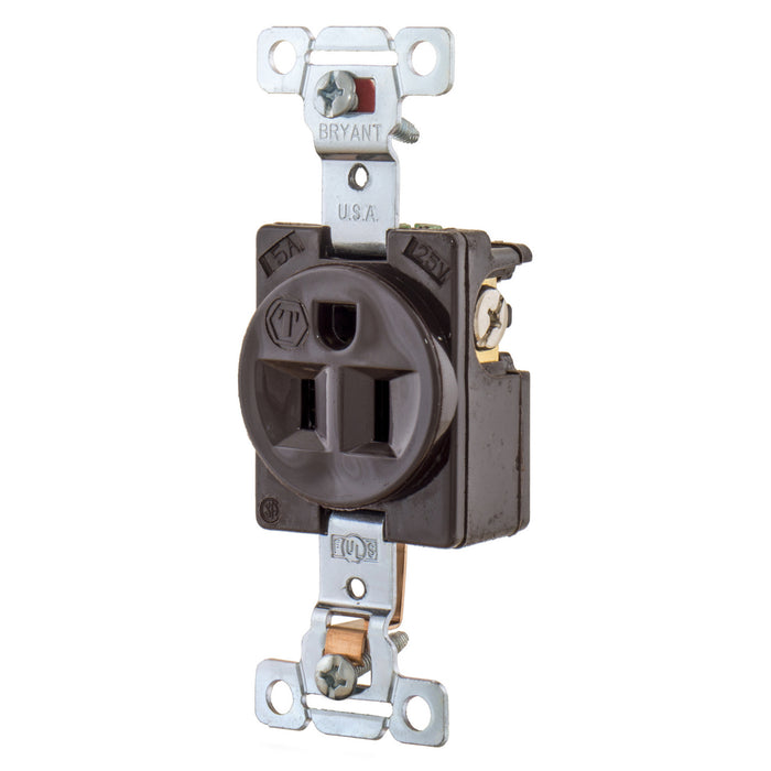 Bryant Single Receptacle Industrial Grade 15A 125V 5-15R Brown (5261)