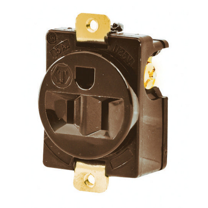 Bryant Weather Resistant Receptacle Pan Mount Back And Side Wired Industrial Grade 15A 125V Brown (5284WR)